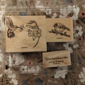 Stampin' Up! Bird and Floral Wooden Stamp Set - Natural Tan